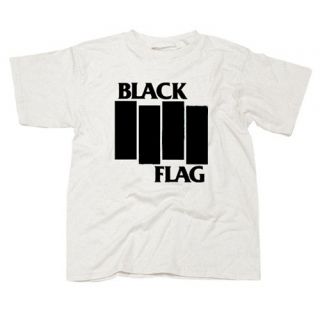 Black Flag Bars Logo Old School Punk T Shirt White