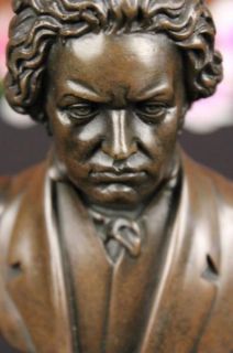 Bronze Marble Statue Bust Beethoven Music Piano Room Art Decor Pianist 