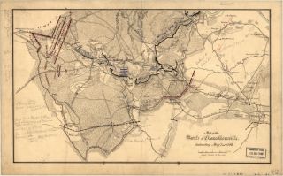 1863 Civil War Map Battle Chancellorsville SAT May 2N