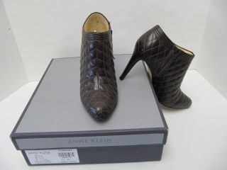   Brown Quilted Leather Baxley Short Shoe Boots Heels Sz 7 5