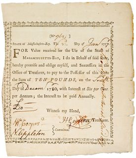 1777 Mass Bay Treasury Loan Certificate