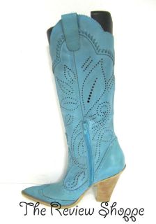 BCBGirls Western Leather Cowboy Cowgirl Boots Turquoise Blue 7M