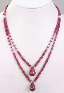 Strands Precious Ruby Gemstone Beaded Designer Necklace