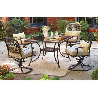 Home Bellerive 5 Piece Patio Dining Set Outdoor Furniture Table Chairs 