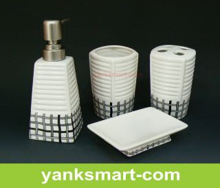 Gird 4 Pieces Ceramic Bathroom Accessories Set Vanity Dispenser YC 