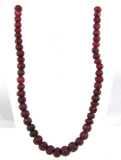   NATURAL CARVED QUARTZ IN RED RUBY SAHE OVAL CABOCHON BEADS NECKLACE