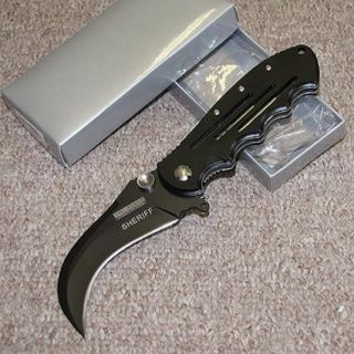BEAR CLAW   Folding Spring Assisted Knife. Black Sheriff Edition 