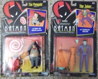 Batman Animated Series 2 Figure Lot PENGUIN & JOKER MOC Hasbro