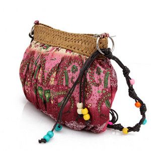    red nature straw Plaited purse shoulder bag beach bag Cross Body bag