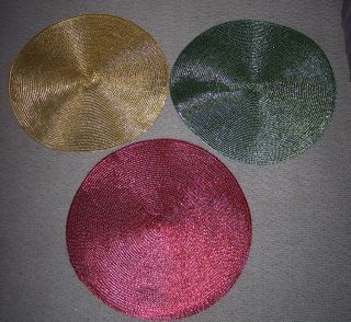 Round Metallic Placemats 15 AssT Colors Holiday Table Decor Gold 