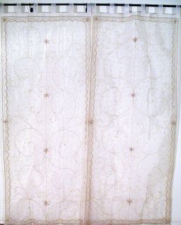 White Sheer Mirror Embroidery Indian Curtains Panels