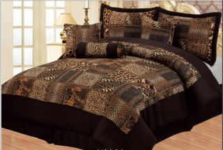   Queen Size Safari Print Premium Comforter Set (Bed in a Bag) in Brown