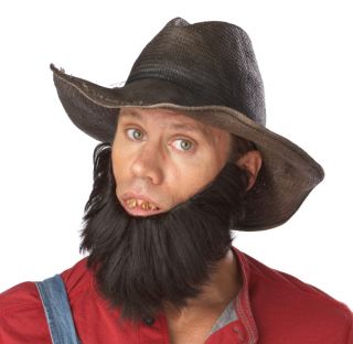 Mens Hillbilly Redneck Amish Farmer Brown Costume Beard