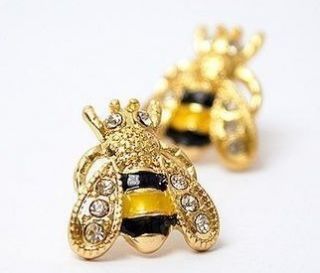   Enamel Garden Insect Cute Bumble Bee Ear Stud Jewelry Earring
