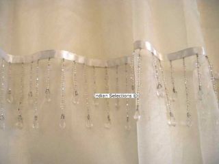 White Sheer Tissue Organza Curtains Drapery with Bead