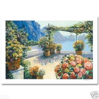 Behrens Patio Over Capri AP Embellished Giclee w COA