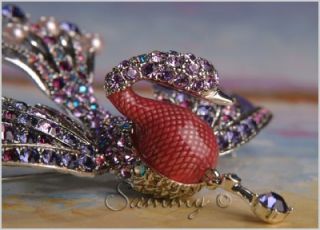 Joan Rivers Limited Ed Bejeweled Crystal Enamel Swan Bird Pin Numbered 