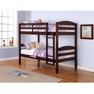   Twin Over Twin Wood Bunk Beds Converts Two Twin Beds Espresso
