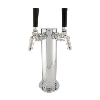 Double Dual Tap Stainless Draft Beer Tower w Perlick 525SS Faucets 