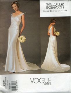 OOP Vogue 2627 Bellville Sassoon Slinky Bridal Gown Pattern 14 18 