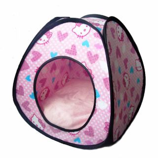   Kitty Print Pet Bed Tent Style Dog Cat Folding Kennel Bed House