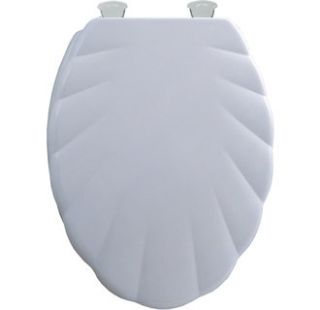 Bemis White Elongated Closed Front Molded Wood Toilet Seat with Cover 
