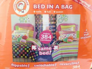 Bed In A Bag Reversible Twin Bed Comforter SET Girl Polka Dots Stripes 