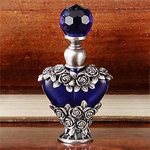 Detailed Bejeweled Rose Flower Perfume Bottle Fragrance Oil Container 