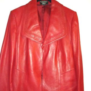 Ellen Tracy for Dilliards Ladies Red Leather Jacket Size 10