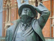 statue of john betjeman at st pancras station born 28 august 1906 