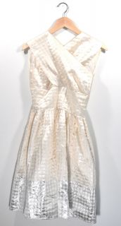 Behnaz Sarafpour Size 6 Silk Cream Silver Dress