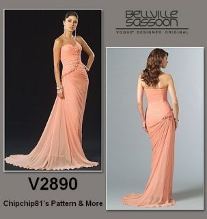 Vogue Bellville Sassoon V2890 Misses Evening Prom Dress Shrug Pattern 