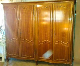   CHERRY WOOD FOOTED WARDROBE LOUIS XV STYLE DRESSER ARMOIRE MADE FRANCE