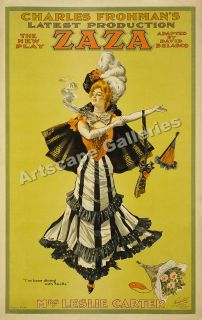Charles Frohmans Zaza 1899 Theater Poster 24x38