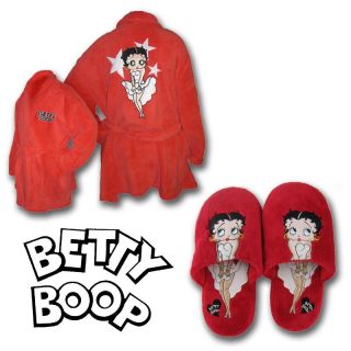 Betty Boop Bath Robe Slippers Set Red ZZ0006