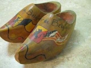   Mini Wooden Clogs Shoes Belgique Belgium Hand Painted Vintage