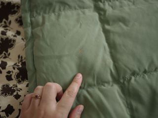 Belk Sage Green Microfiber Soft GOOSE Down Quilted Throw Blanket 49 x 