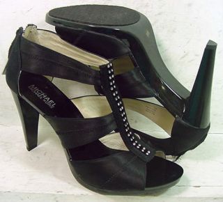 Michael Kors Womens Berkley Black Designer Rhinestone Heels Pumps 