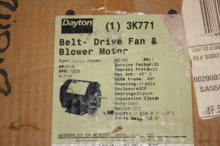   3K771 Split Phase 1 4HP 1725RPM Belt Drive Fan Blower Motor NIB