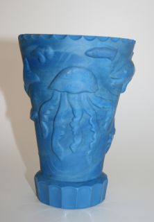Art Glass Vase Curt Schlevogt w Beautiful Fish Decor