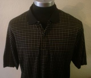 New Mens Black Striped Bobby Jones Players Polo Golf Shirt L Large 