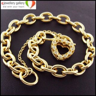 Genuine Real 9ct 9K Yellow Gold Plated Solid Silver Cubic Heart 