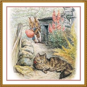 Peter and Benjamin Rabbit See Cat by Beatrix Potter Counted Cross 