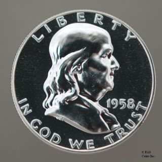1958 Gem Proof Franklin Silver Half Dollar US Coin