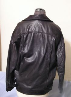 Mens Bermans Black Leather Jacket 2 Pockets Waist Buckles Sz s 42 