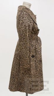 Sara Berman Tan & Black Leopard Print 3/4 Length Belted Trench Jacket 
