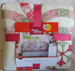 Better Homes and Gardens 3 Piece King Quilt & Shams Set Double Wedding 