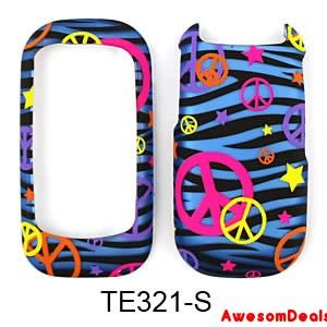 Cell Cover Case for Kyocera Luno S2100 Trans Colorful Peace Sign Blue 