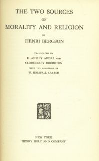   of Morality Religion Henri Bergson in English 1949 Hardcover