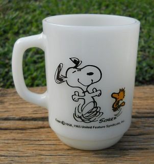 Vintage Fire King 1965 UFS Snoopy and Woodstock MUG At Times Life Is 